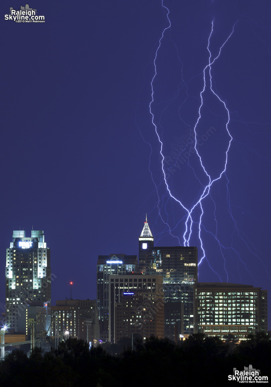 Lightning Bolts tangle behind the city