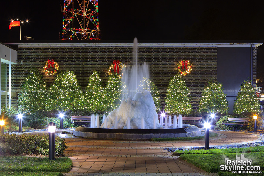 The frozen fountain at WRAL