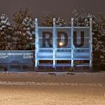 RDU Airport sign in the snow