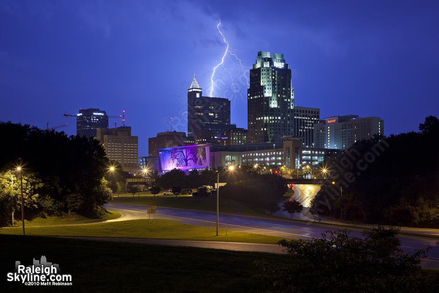 Lightning Strike behind the city from Western Boulevard