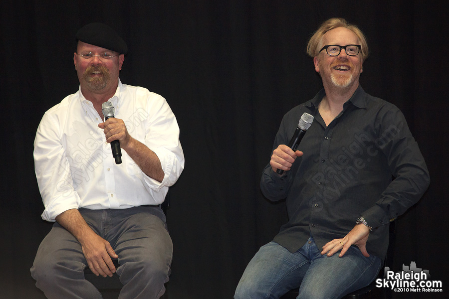 Jamie Hyneman and Adam Savage during a talk at UNC