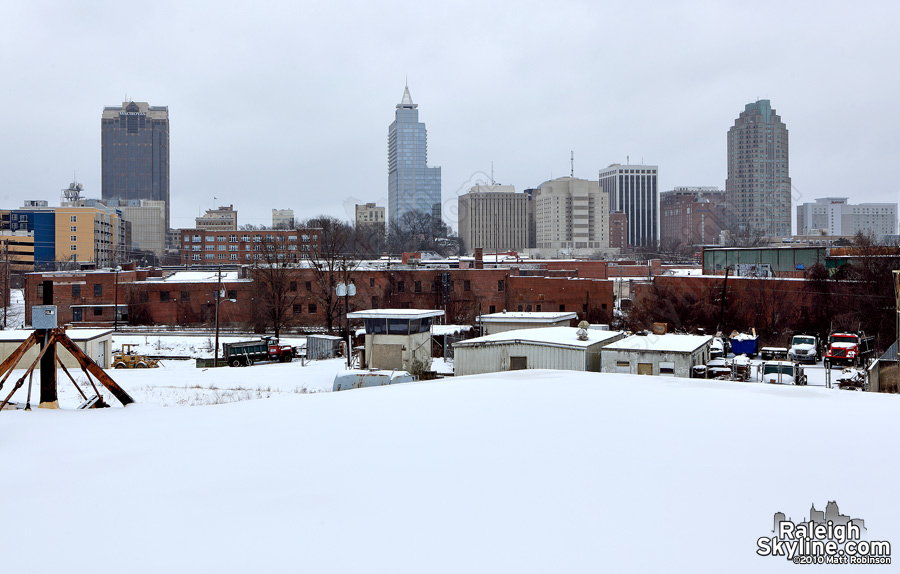 Winter Raleigh Skyline scene from Boylan Avenue