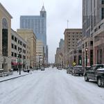 Ice and snow coat Fayetteville Street