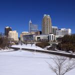 Blue sky with snow and skyline