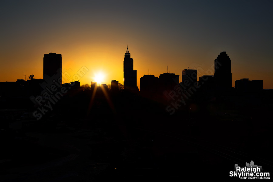 Raleigh Sunrise silhouettes the skyline