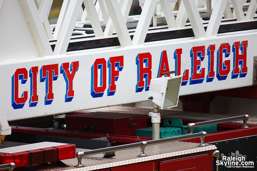 City of Raleigh on Ladder fire engine 111