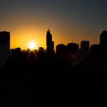 Raleigh Sunrise silhouettes the skyline