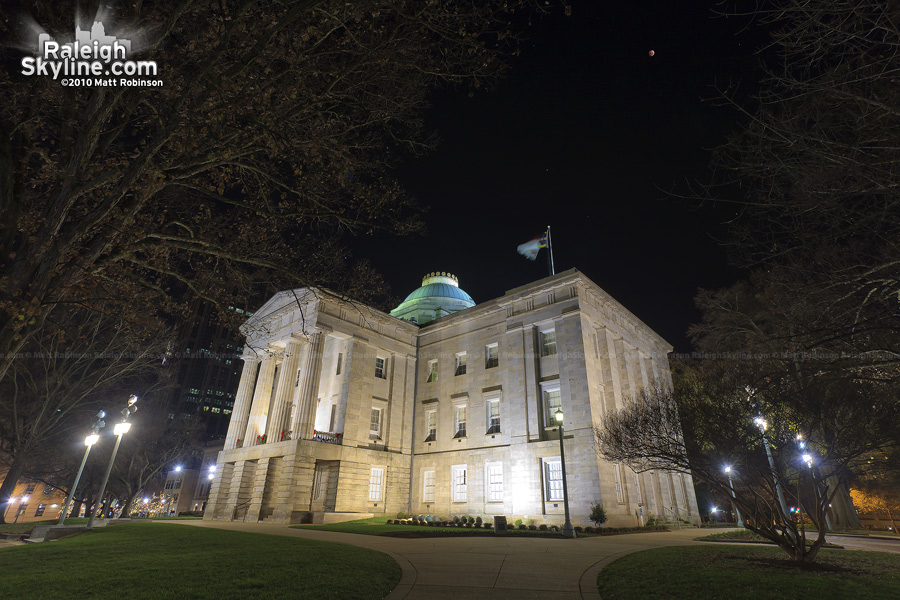 Total Lunar Eclipse with the North Carolina State Capitol in Raleigh