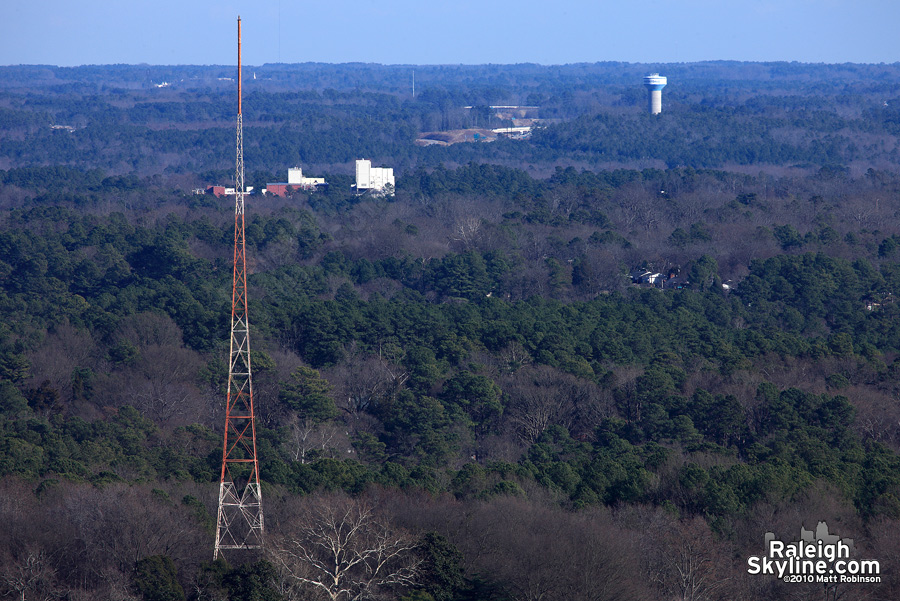 Knightdale water tower and 264 and Hodge Road exit visible