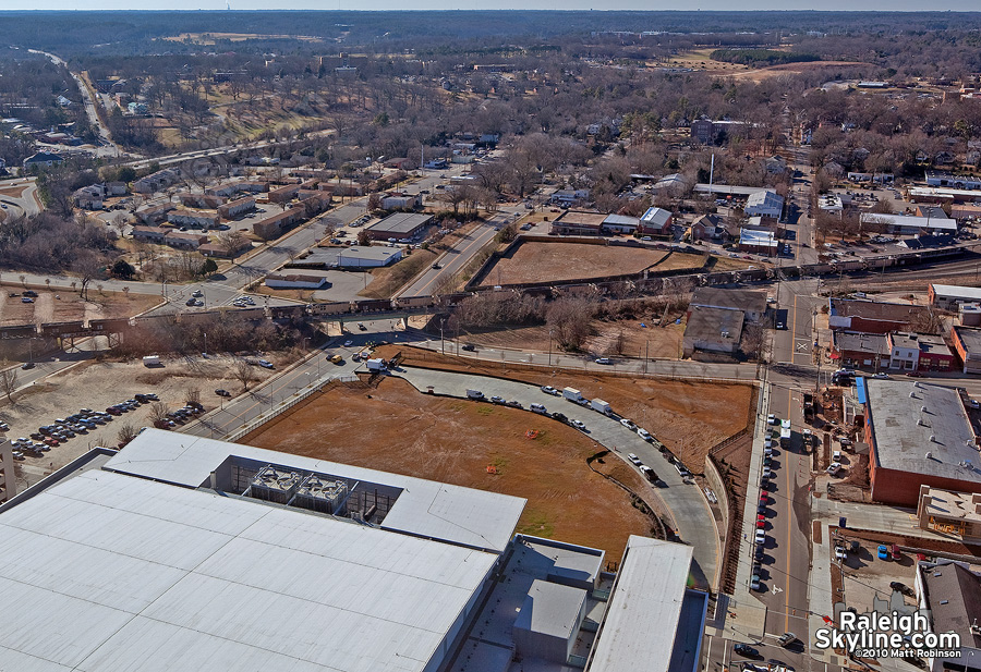 Raleigh Convention Center roof with future auditorium site