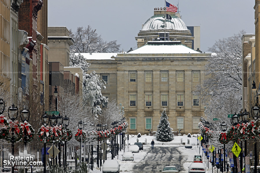 Fayetteville Street Holiday snow