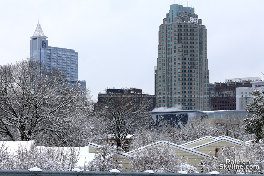 Snowy rooftops and skyline from Western Boulevard