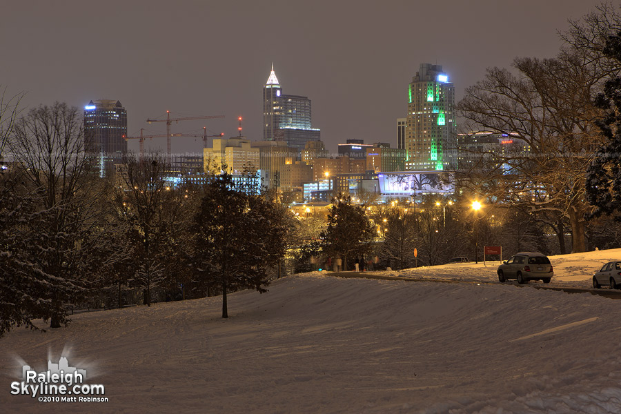 Dorothea Dix with snow at night