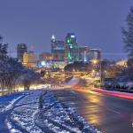 Raleigh Skyline snow scene