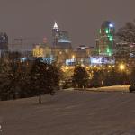 Dorothea Dix with snow at night