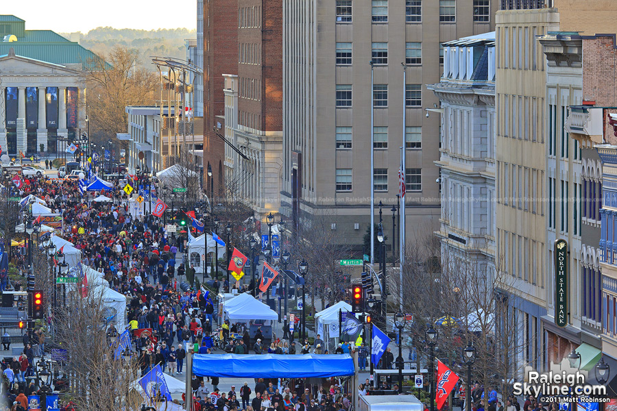 Crowds along Fayetteville Street in Downtown Raleigh