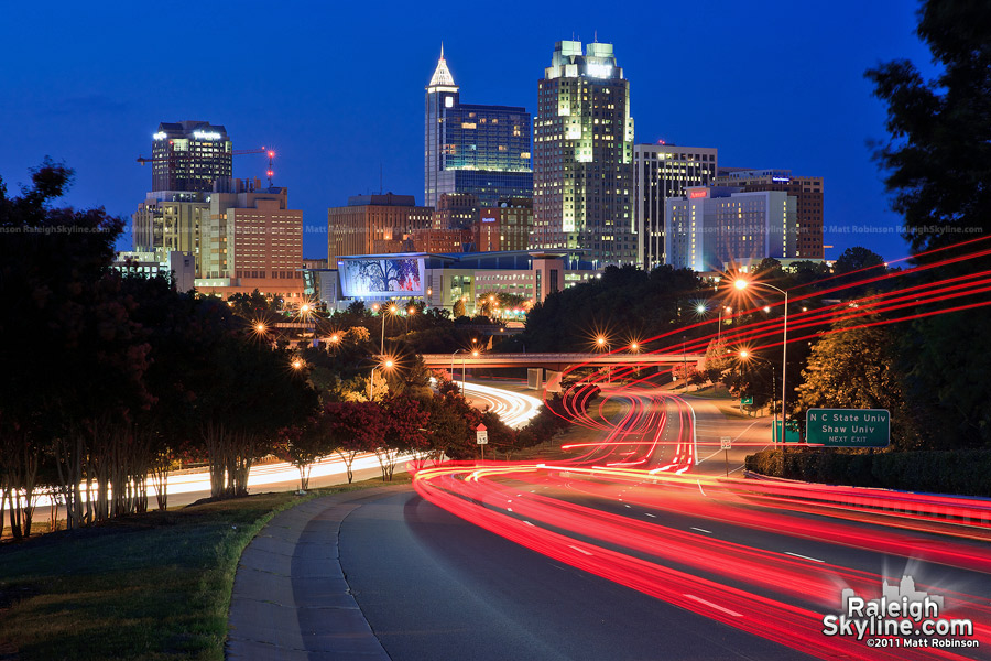 Traffic streams through Raleigh in color