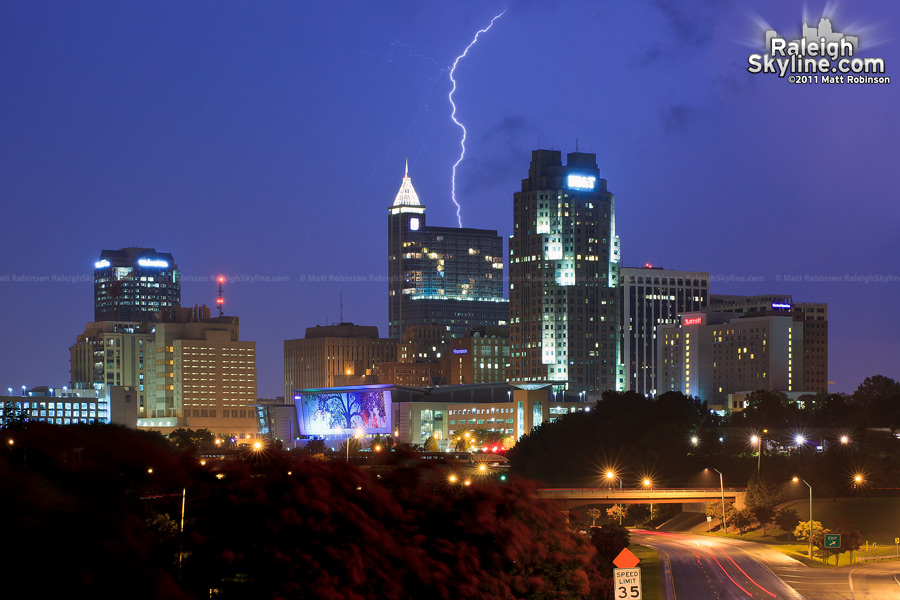 Lightning behind Raleigh
