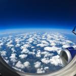 Fisheye out an airplane window somewhere near the Chesapeake Bay