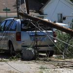 Damaged van from tornado