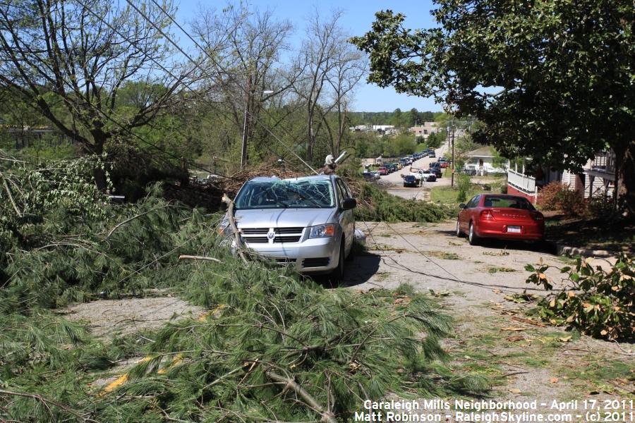 Maywood Avenue tornado damage in Caraleigh Mills