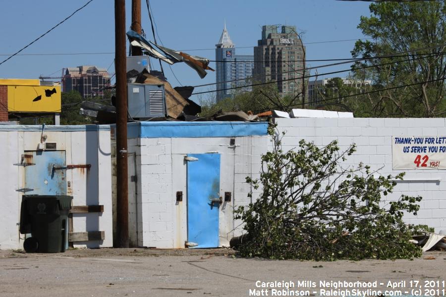 Raleigh Skyline with tornado damage