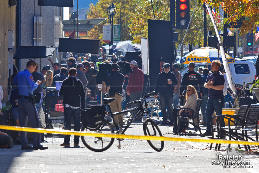 Movie filming on Fayetteville Street in Raleigh