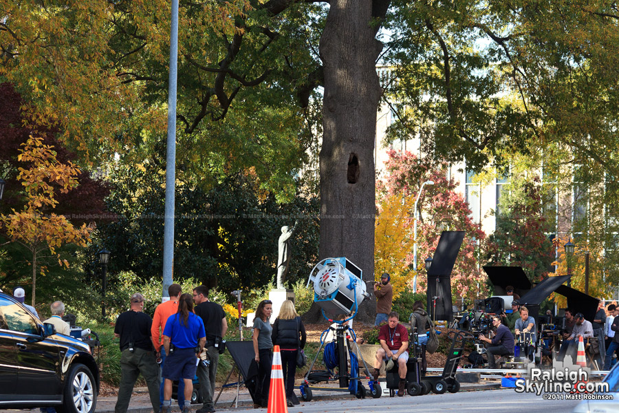 Nash Square fall colors on the set of Arthur Newman, Golf Pro in Raleigh