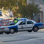 Raleigh Police blocking McDowell Street for the filming