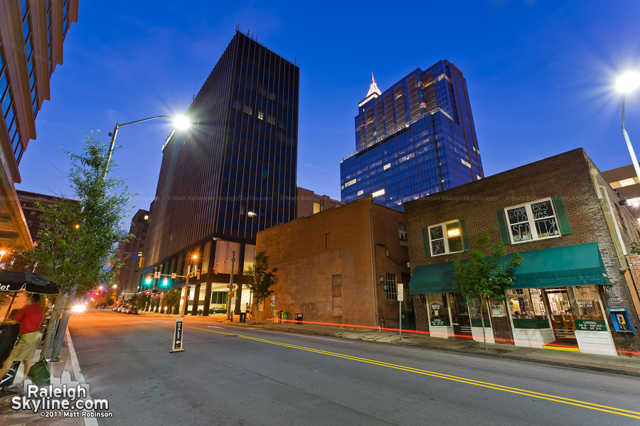 Davie Street view of Capital Bank and RBC Plaza