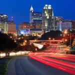 Traffic streams through Raleigh in color