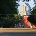 Two Hannover Square peeks over Dorothea Dix State Hospital