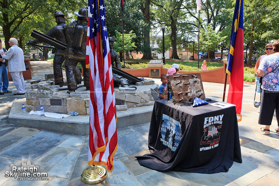 Piece of World Trade Center steel at Nash Square in Raleigh