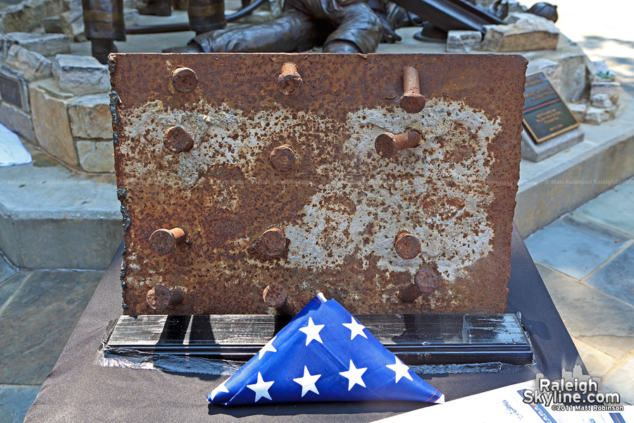 Piece of World Trade Center steel at Nash Square in Raleigh