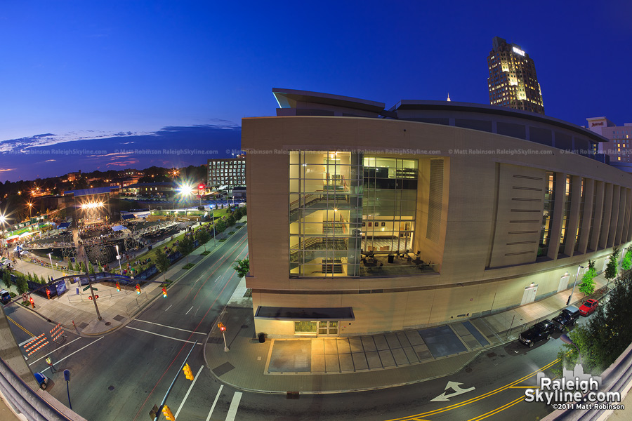 Fisheye of the Raleigh Convention Center and Ampitheater