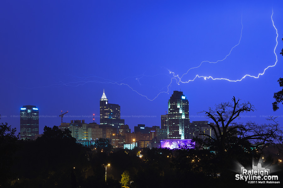 Lightning streaks over Raleigh