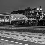 NCDOT City of Durham locomotive sits at City of Raleigh Amtrak Station