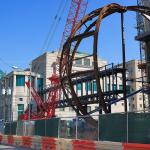 Raleigh's Green Square globe, under construction