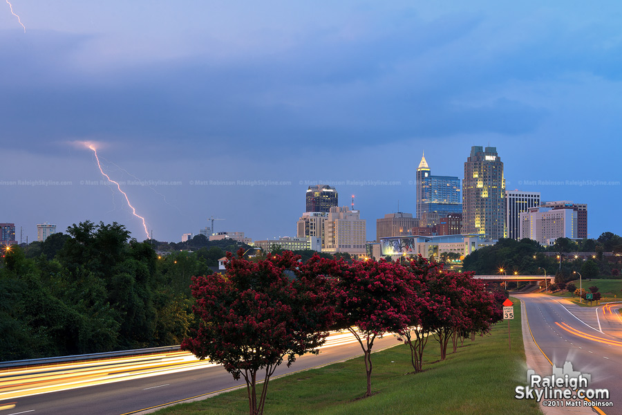 Dusk lightning over Raleigh