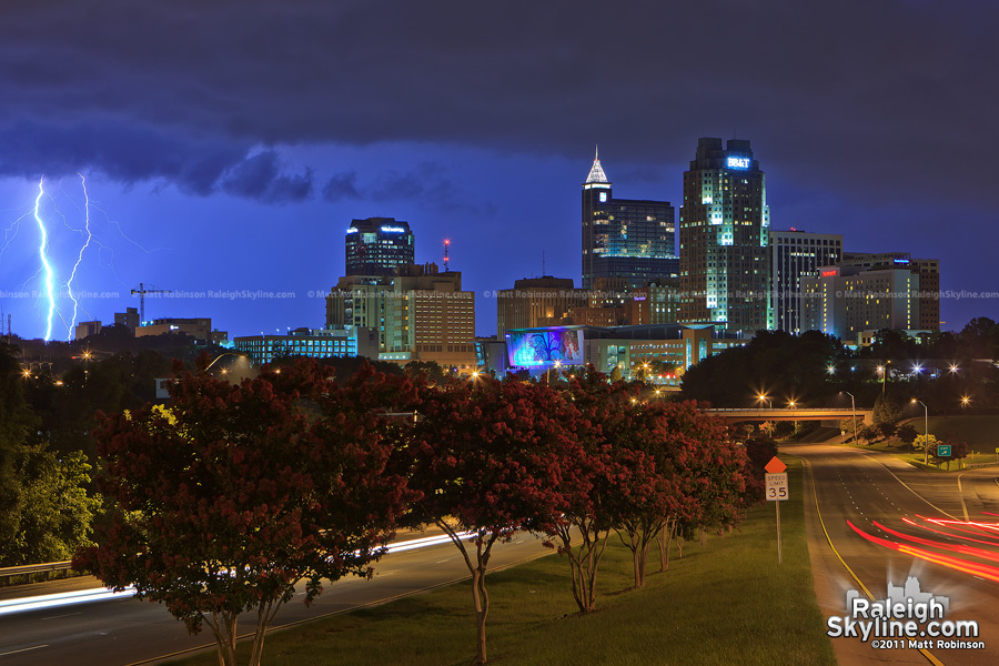 Cloud to ground lightning in Raleigh