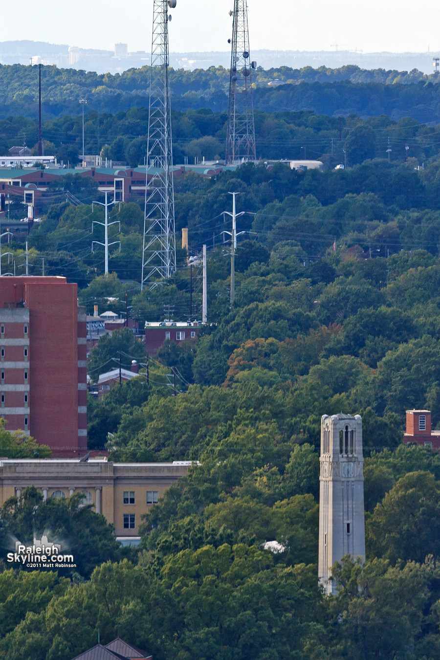 The NC State Belltower...with UNC-Chapel Hill visible 25 miles away on the horizon!