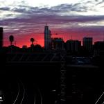 Fall Sunrise behind downtown Raleigh