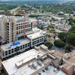 Aerial view of progress at the new Wake County Justice Center