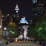 Raleigh's Bicentennial Plaza at night