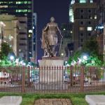 George Washington Statue oversees Fayetteville Street