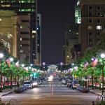 Fayetteville Street in Raleigh at night