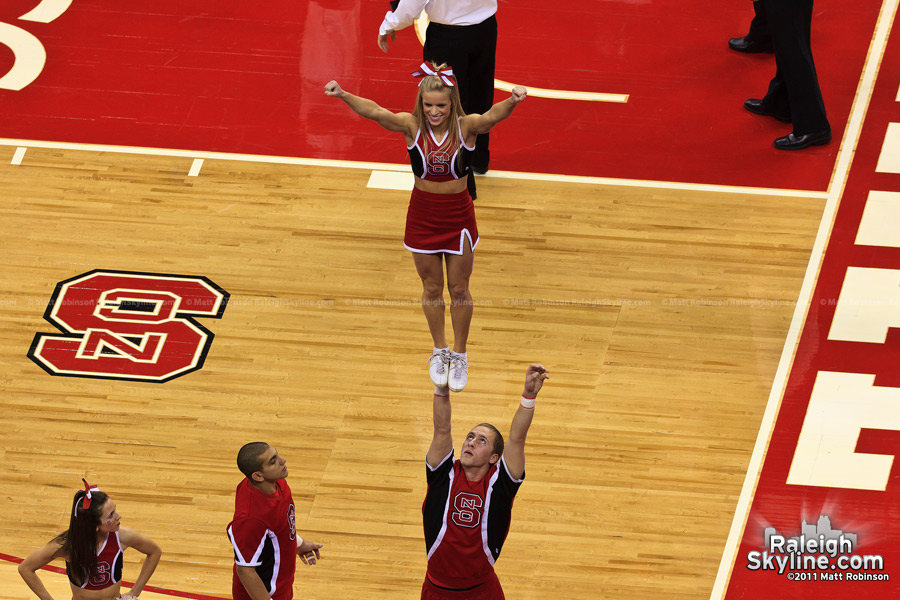 NC State Cheerleader lift