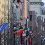 NHL Team flags along Fayetteville Street