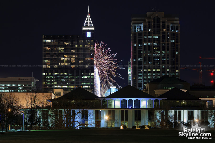 Fireworks between RBC Plaza and Wachovia Capital Center