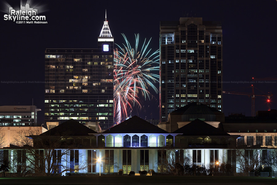 Fireworks behind the Raleigh Skyline, NHL Fan Fair